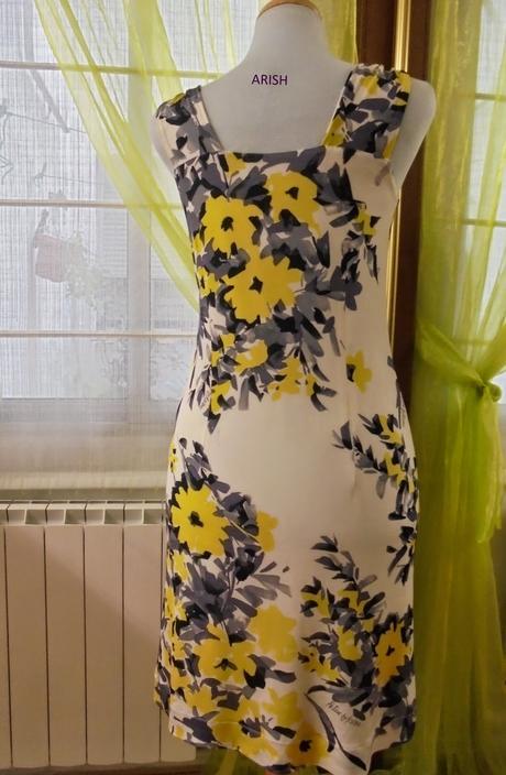 VESTIDO DE PUNTO DE SEDA                 AMARILLO + GRIS
