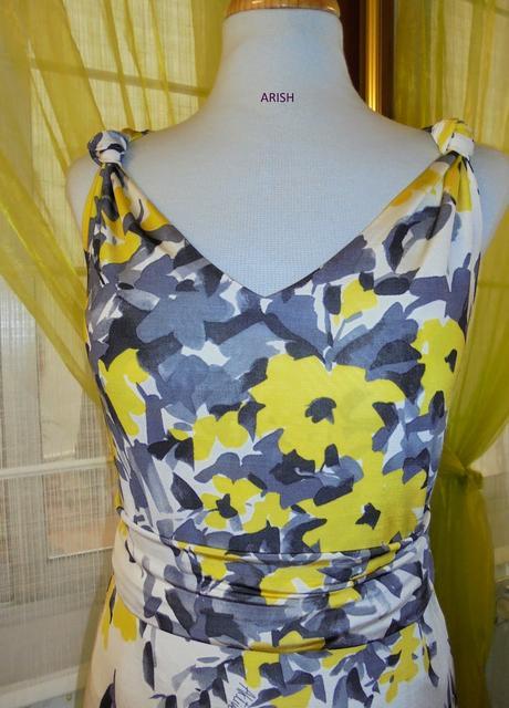 VESTIDO DE PUNTO DE SEDA                 AMARILLO + GRIS