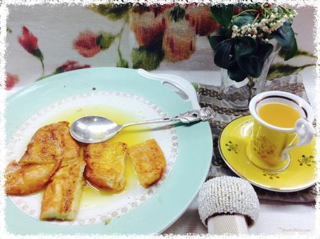Torrijas en salsa de almíbar de naranja Torrijas en salsa de almíbar de naranja