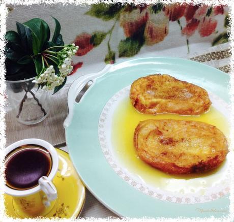 Torrijas en salsa de almíbar de naranja Torrijas en salsa de almíbar de naranja