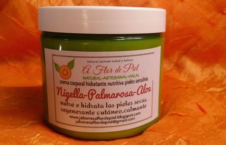 Crema corporal Nigella,Palmarosa y Aloe Vera hidratante calmante para pieles sensibles