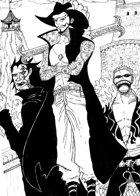 Tres Shichibukai: Mi Hawk, Doflamingo y Trafalgar Law