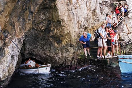 Bend to enter Blue Grotto relatively low sea