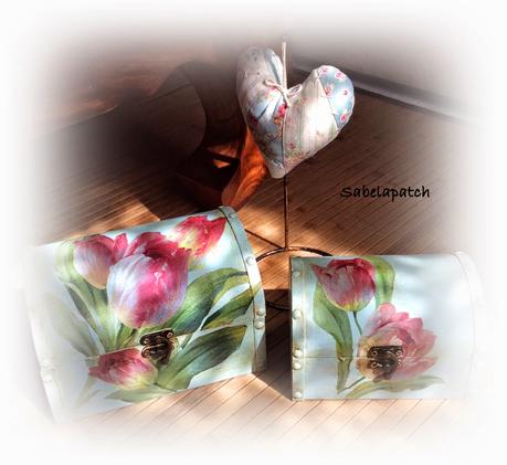 Corazón y cajas con decoupage