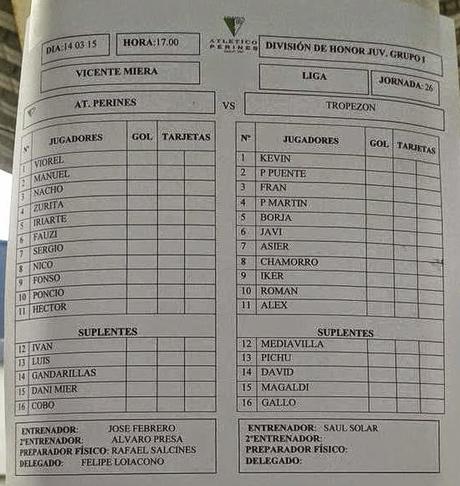 Liga juvenil División de Honor: At. Perines 1 - Tropezón 3