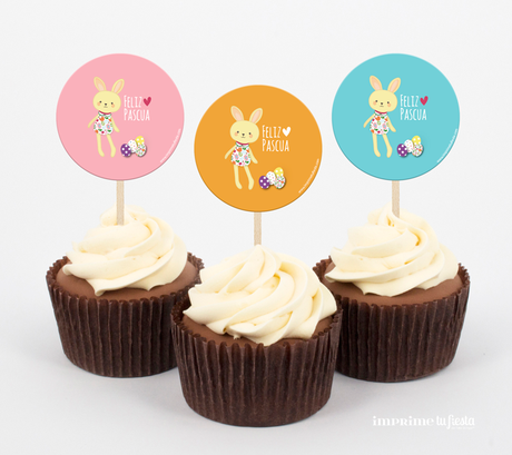 Good Monday! Hoy lindas etiquetas para decorar con Conejitos tus Cupcakes, para el desayuno de Pascua :)