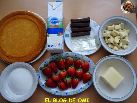 TARTA FRÍA DE FRESAS CON NATA Y CHOCOLATE BLANCO
