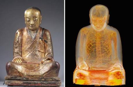 Encuentran monje momificado dentro de una estatua de Buda de más de 1000 años