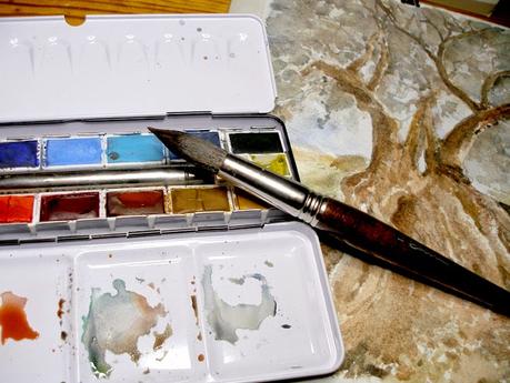 Paso a paso. Acuarela de un olivo