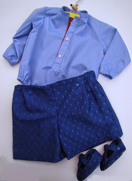 camisa, short y patucos para niño