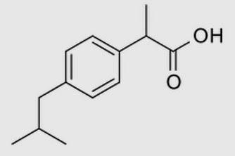 (RS)-2-(4-(2-methylpropyl)phenyl)propanoic acid ibuprofen advil nurofen chemical structure