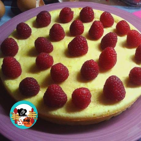 Tarta de frambuesas con requesón