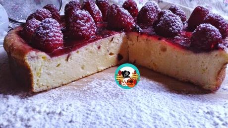 Tarta de frambuesas con requesón