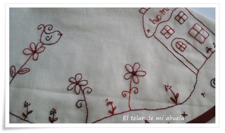 LÁMPARA EN REDWORK con dibujos de Gail Pan.