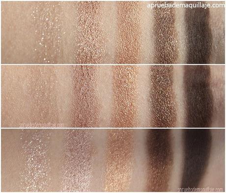 Swatches de la paleta de sombras 63 Mesmerize de IsaDora