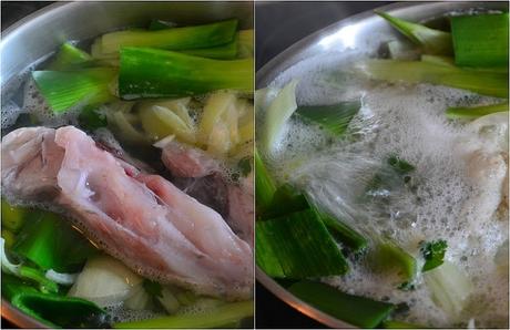 Sopa de pescado con rape y almejas