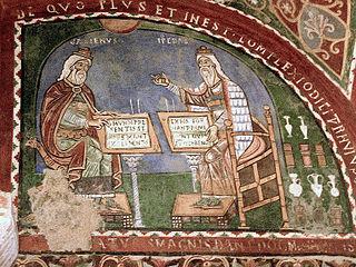 Hipócrates y Galeno, fresco de Anagni, Lazio - Siglo XII