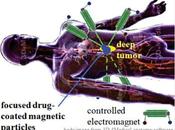 Campos magneticos conducen nanoparticulas objetivo.