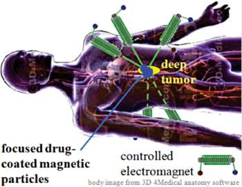 Campos magneticos conducen nanoparticulas a su objetivo.