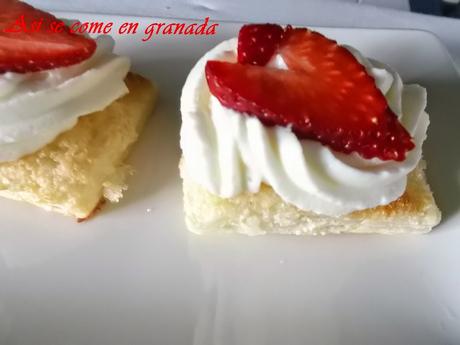 Milhojas de fresas con nata