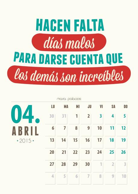 Imprimible: Calendario Abril 2015