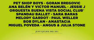 Festival Pedralbes 2015: Bob Dylan, Pet Shop Boys, Paul Weller, Anastacia, Jessie J, Miguel Poveda...