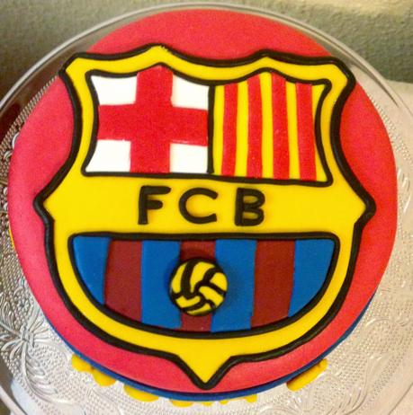 Tarta del FC Barcelona en fondant