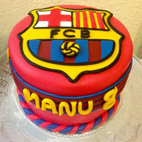 Tarta del FC Barcelona en fondant