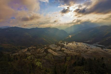 Sunset over the rice terrace