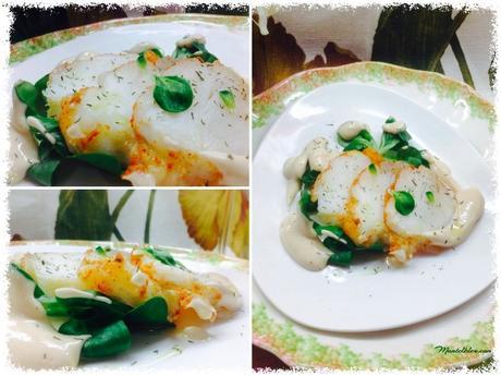 Rape alangostado con canónigos y salsa rosa Rape alangostado con canónigos y salsa rosa