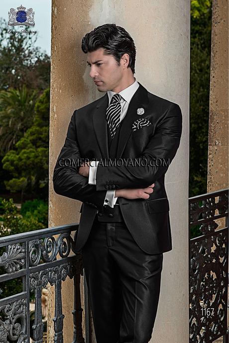 Traje de novio italiano a medida recto 2 botones, en tejido new performance gris antracita, modelo 1167 Ottavio Nuccio Gala colección Gentleman 2015.