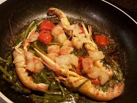 Espaguetis con cigalas y espárragos espaguetiscigalasesparragos6