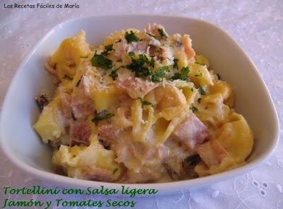 tortelini con salsa de jamón