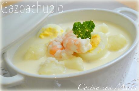 Receta casera Gazpachuelo de pobres malagueño. Receta tipica Málaga. Sopa, mayonesa, pescado y marisco.