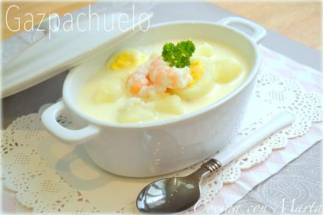 Receta casera Gazpachuelo de pobres malagueño. Receta tipica Málaga. Sopa, mayonesa, pescado y marisco.