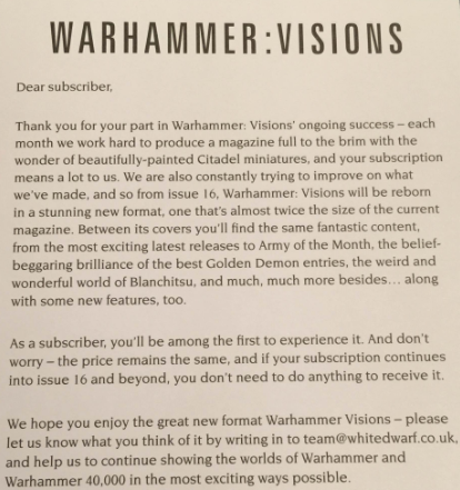Warhammer Visions cambia el próximo mes:Nuevo formato y doble de hojas