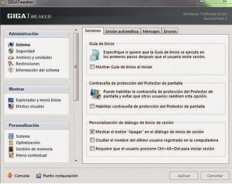 Optimizando Windows con GIGATweaker