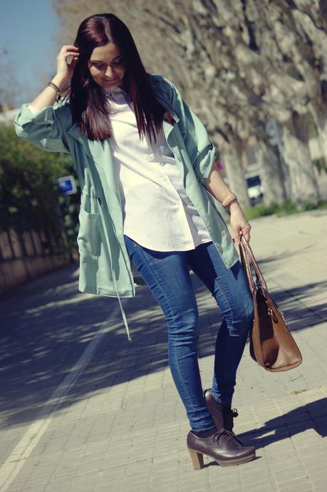 Sheinside: Trench verde agua