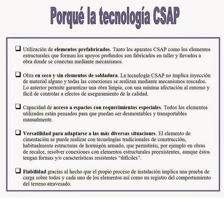 Cimentaciones suspendidas sobre apoyos profundos, tecnología CSAP.