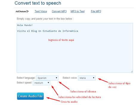 Convertir Texto a Voz gratis