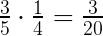 Fracciones. Números fracturados y entrelazados \frac{3}{5}\cdot \frac{1}{4}=\frac{3}{20}