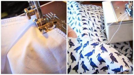 Cosemos un pespunte largo en el forro y en la tela exterior