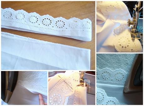 Cosiendo una puntilla con lorza