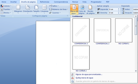 Como insertar una marca de agua en Word