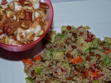 ¡Nueva receta sana! Ensalada de lentejas y quinoa y postre sano