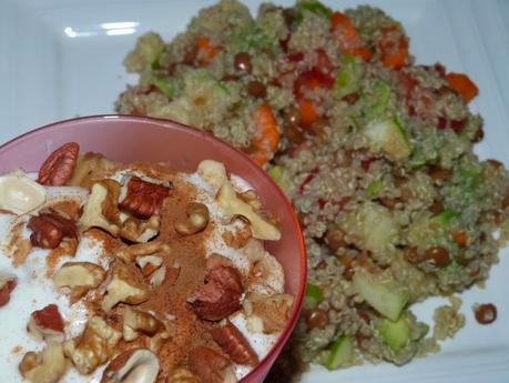 ¡Nueva receta sana! Ensalada de lentejas y quinoa y postre sano