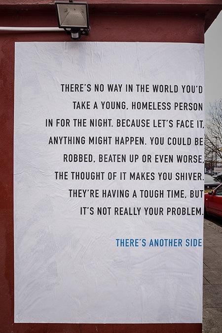 Una campaña que conciencia de la importancia de preocuparse por los jóvenes sin techo.