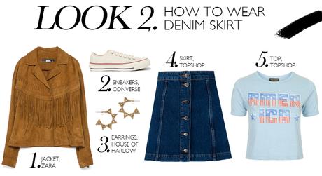 How To Wear: Denim Button-Front Skirt