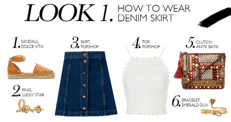 How To Wear: Denim Button-Front Skirt
