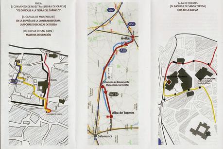 Plano y ruta peatonal a las sedes en Ávila: Edades del Hombre 2015.